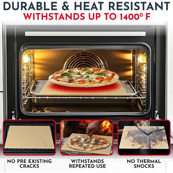 Crack Resistant Pizza Stone 15 by 12 Inch Oven Grill Even Heating Crispy - Picture 4 of 6